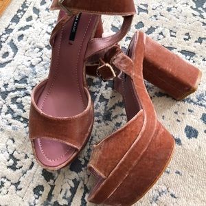 zara PLATFORM HEELS ankle strap 70s style